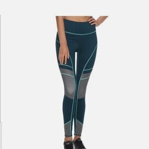 Fila Teal and Gray Striped Performance Track Leggings Size L